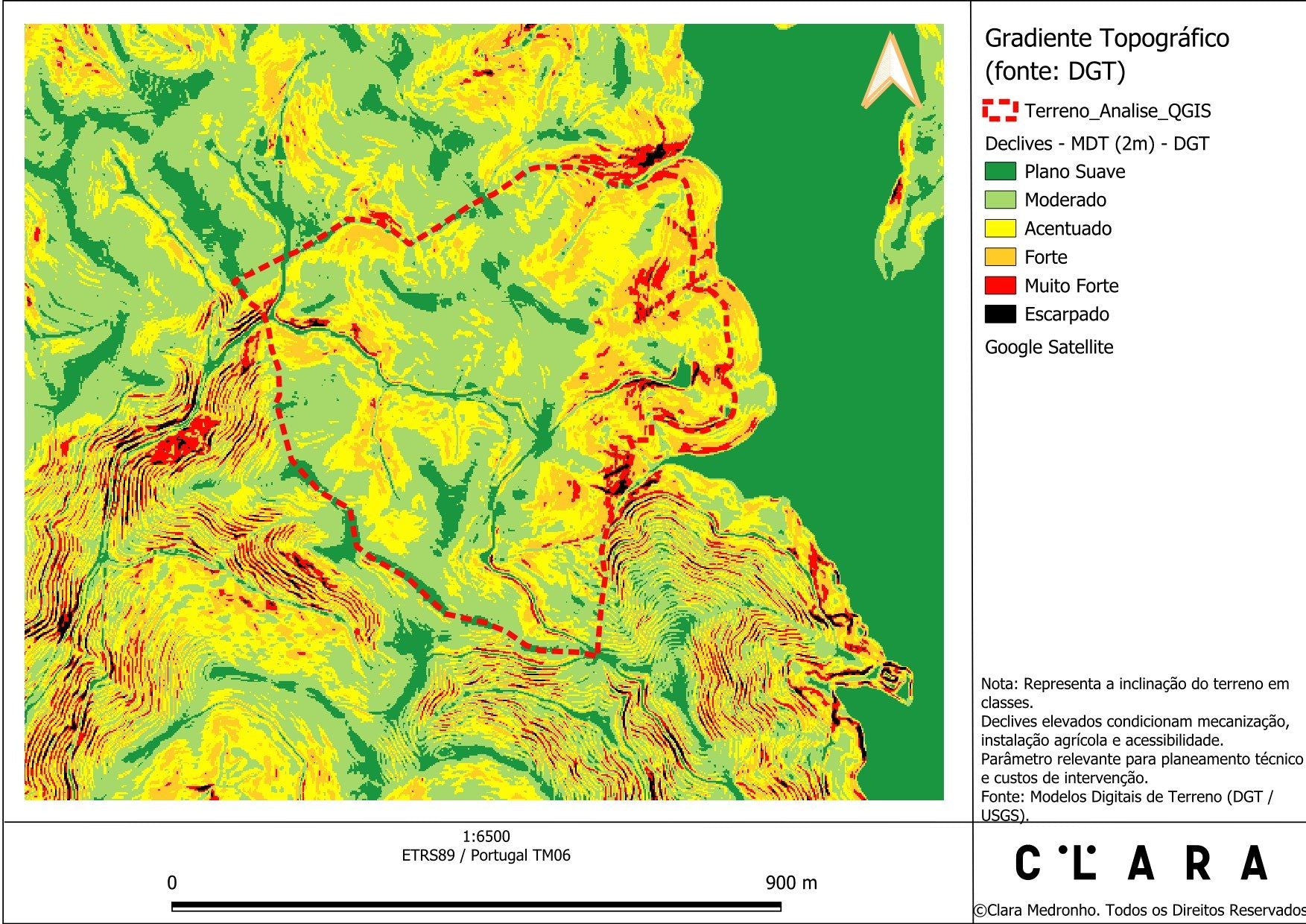 Mapa de declives LiDAR 2 m