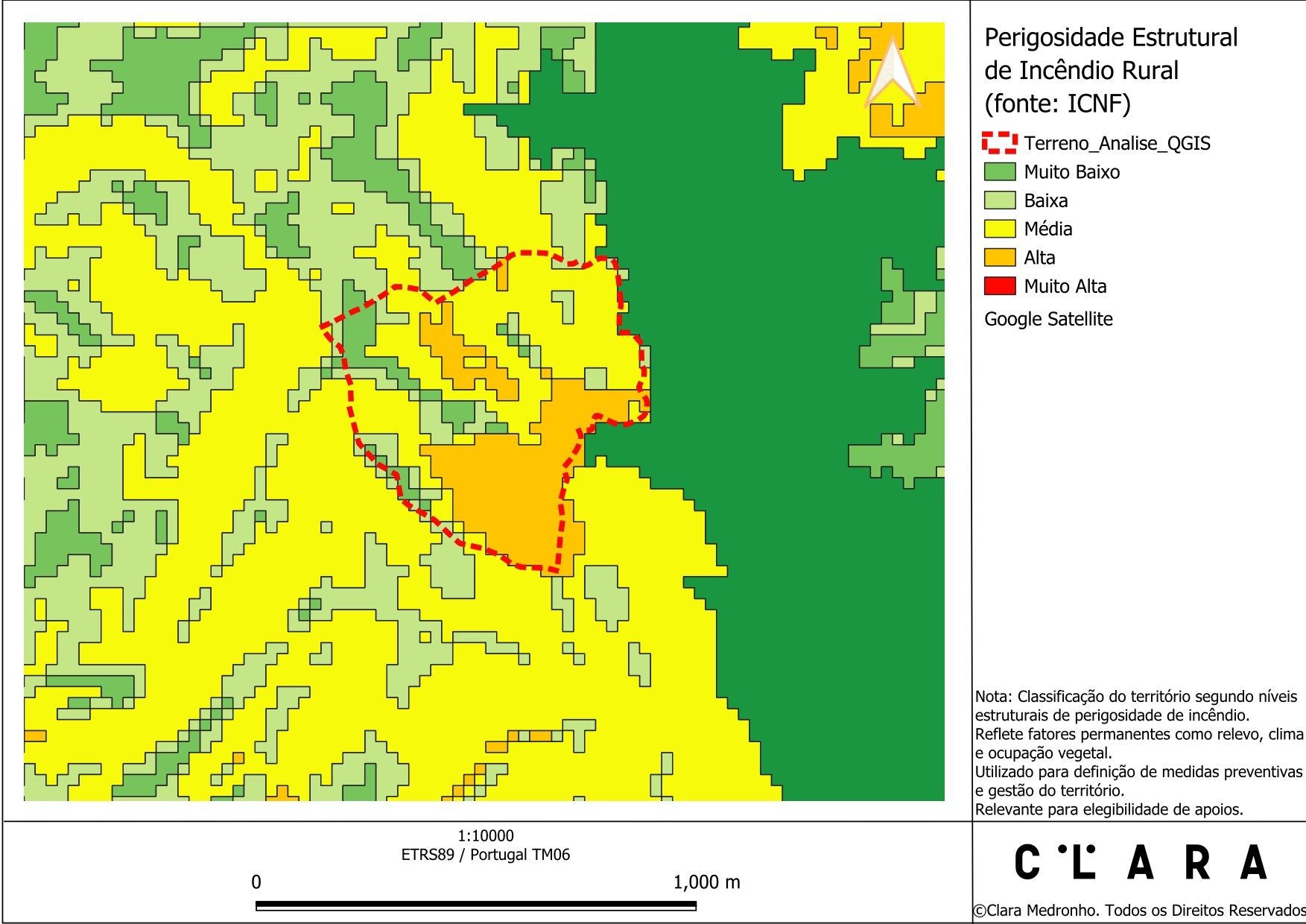 Mapa de perigosidade de incêndio rural